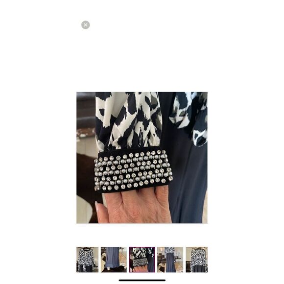 MSK Women’s Size Small Wide Leg Jumpsuit Black White Animal Print Tie Waist - Picture 11 of 12